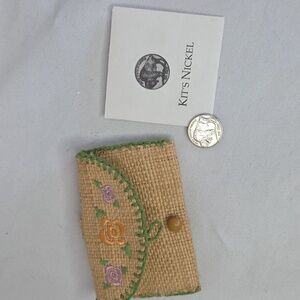 American Girl Pleasant Company Kit Coin purse clutch With Dime like new 3"
